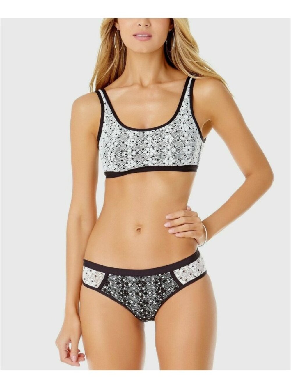 Anne Cole Dot Lace Scooped Bralette Bikini Bottoms Size Small Swimsuit Swimwear
